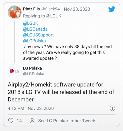 Airplay2 Homekit software update for 2018's LG TV will be released at the end of December.png
