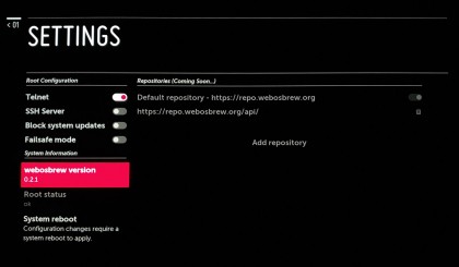 LG webOS TV get root by RootMy.TV homebrew channel settings.jpg (119.7 КБ) Просмотров: 71654 LG webOS TV get root by RootMy.TV homebrew channel settings.jpg