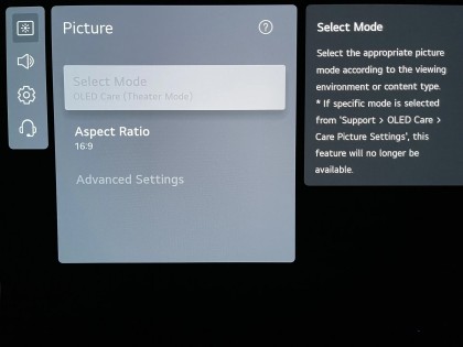 Picture Mode setting greyed out.jpg